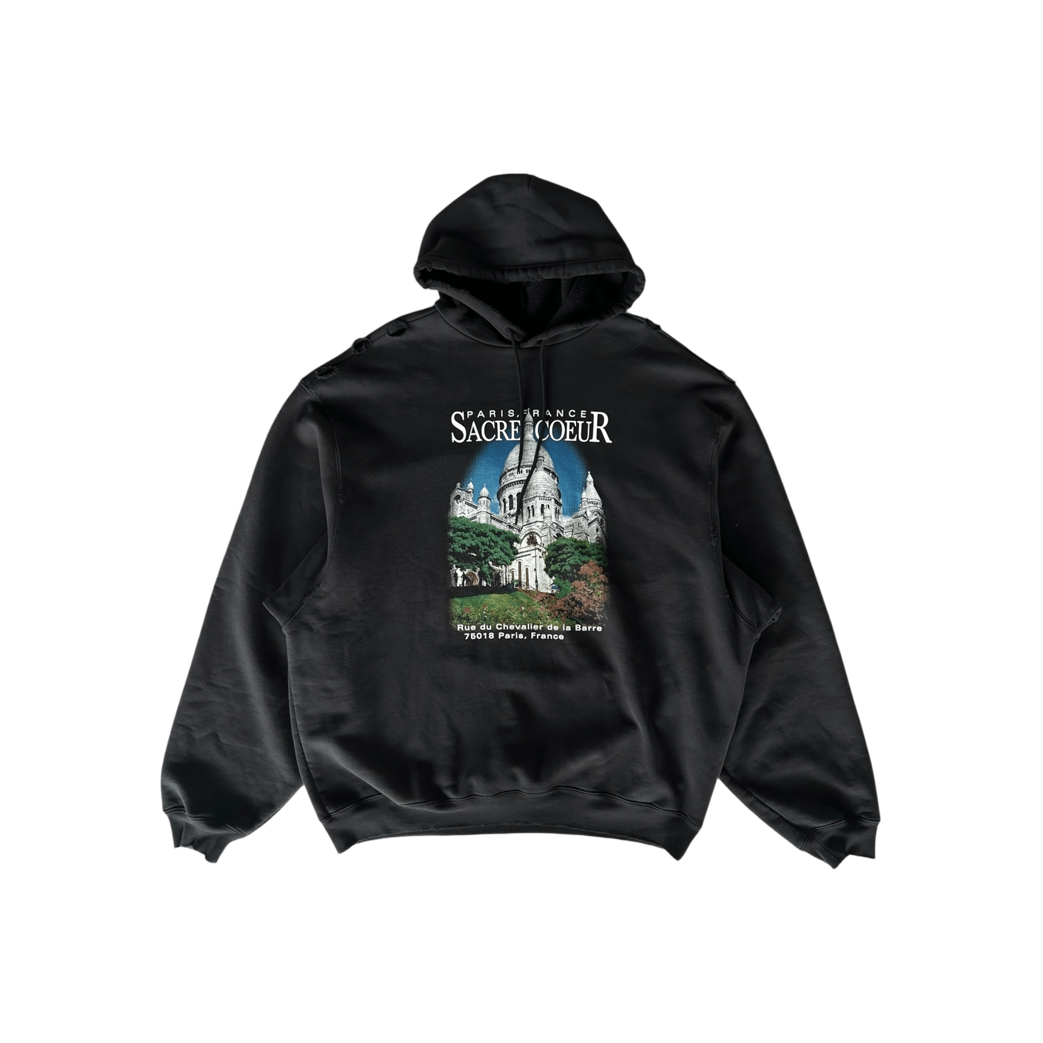 Balenciaga Black Notre Dame Distressed Hoodie - Morely TrendsBalenciaga Type here:)