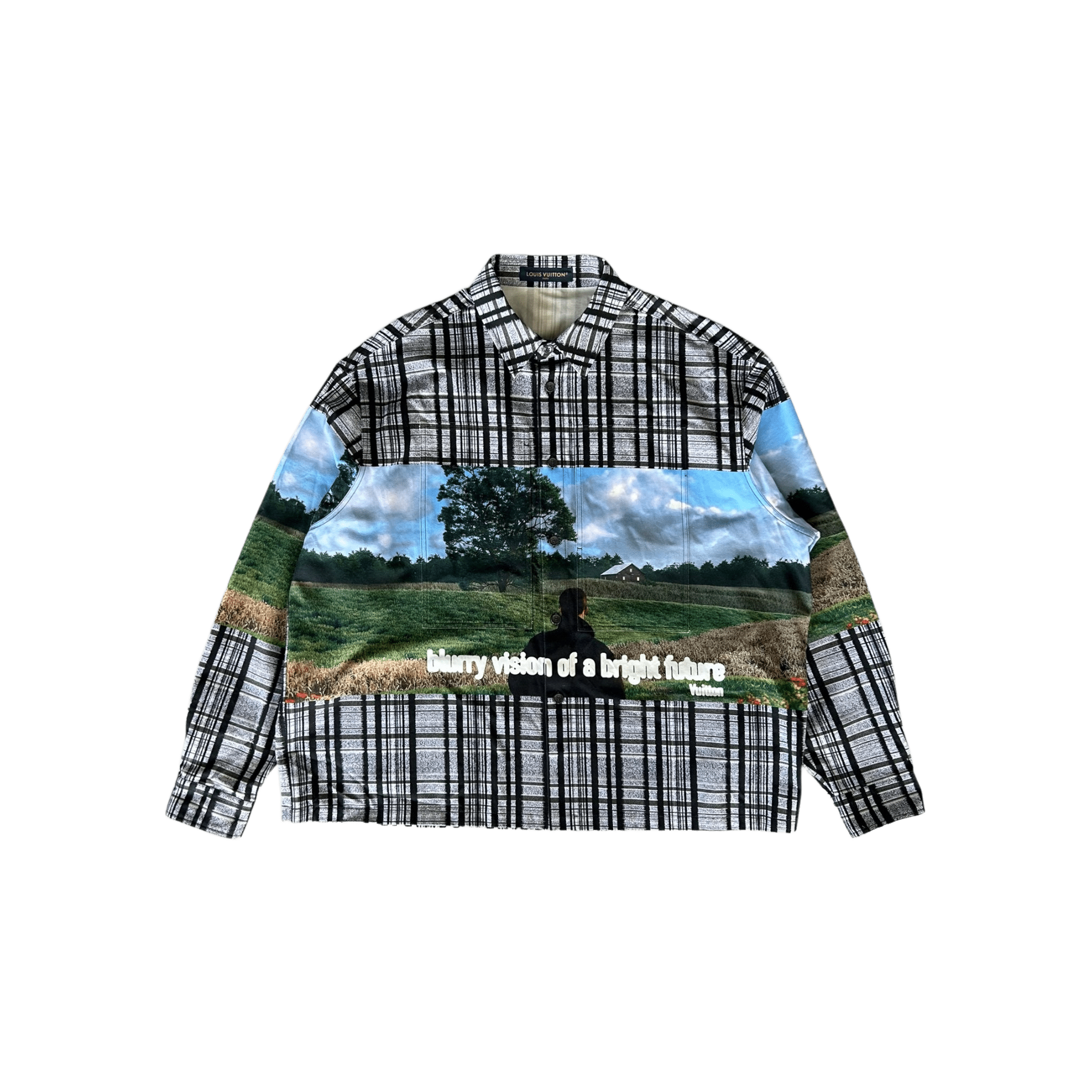 Louis Vuitton Grey & Black Plaid Blurry Vision of a Bright Future Button Up Shirt - Morely TrendsLouis Vuitton Type here:)