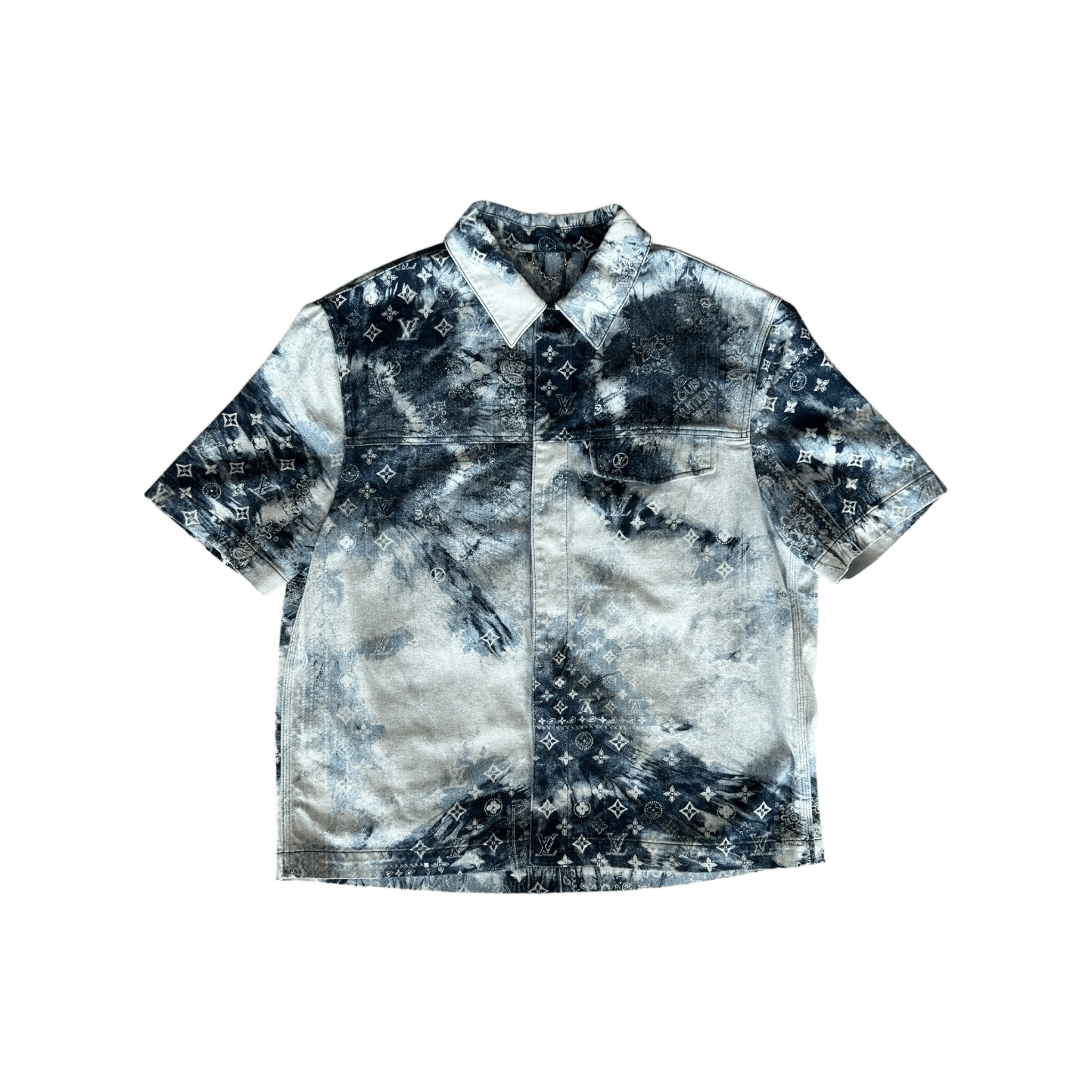 Louis Vuitton Blue Bleached Bandana Denim Button Up Shirt - Morely TrendsLouis Vuitton Type here:)