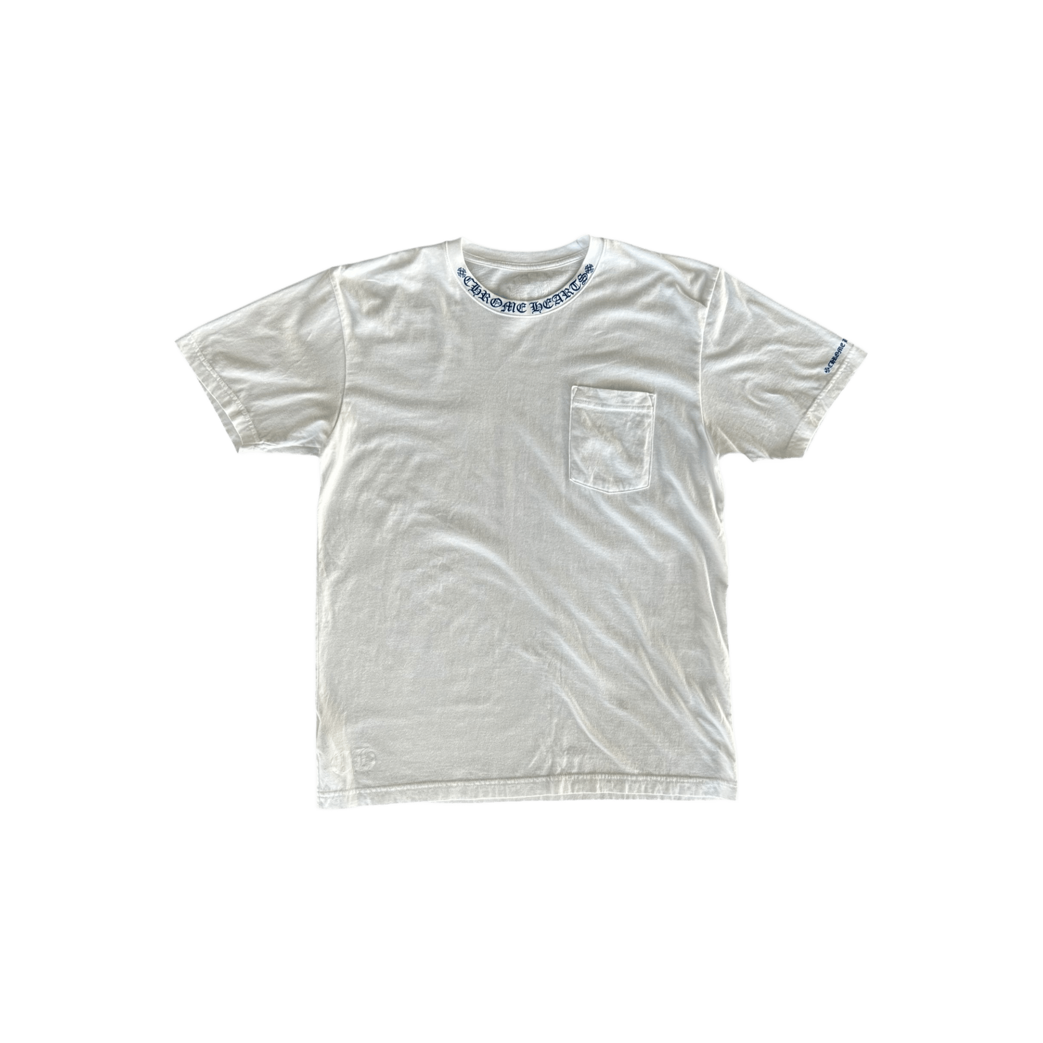Chrome Hearts White & Blue Neck Logo T-Shirt - Morely TrendsChrome Hearts Type here:)