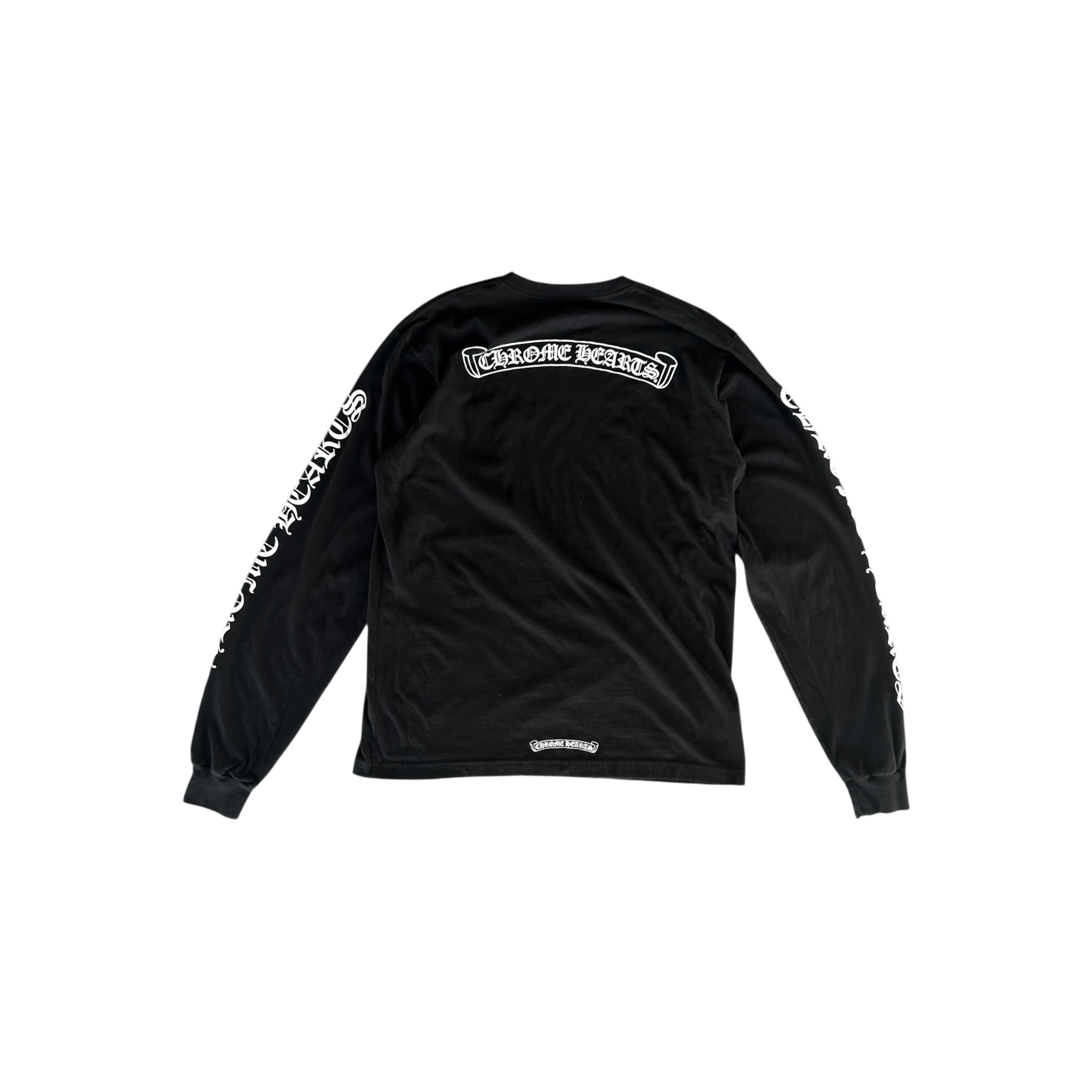 Chrome Hearts Black & White Neck Logo Longsleeve T-Shirt - Morely TrendsChrome Hearts Type here:)