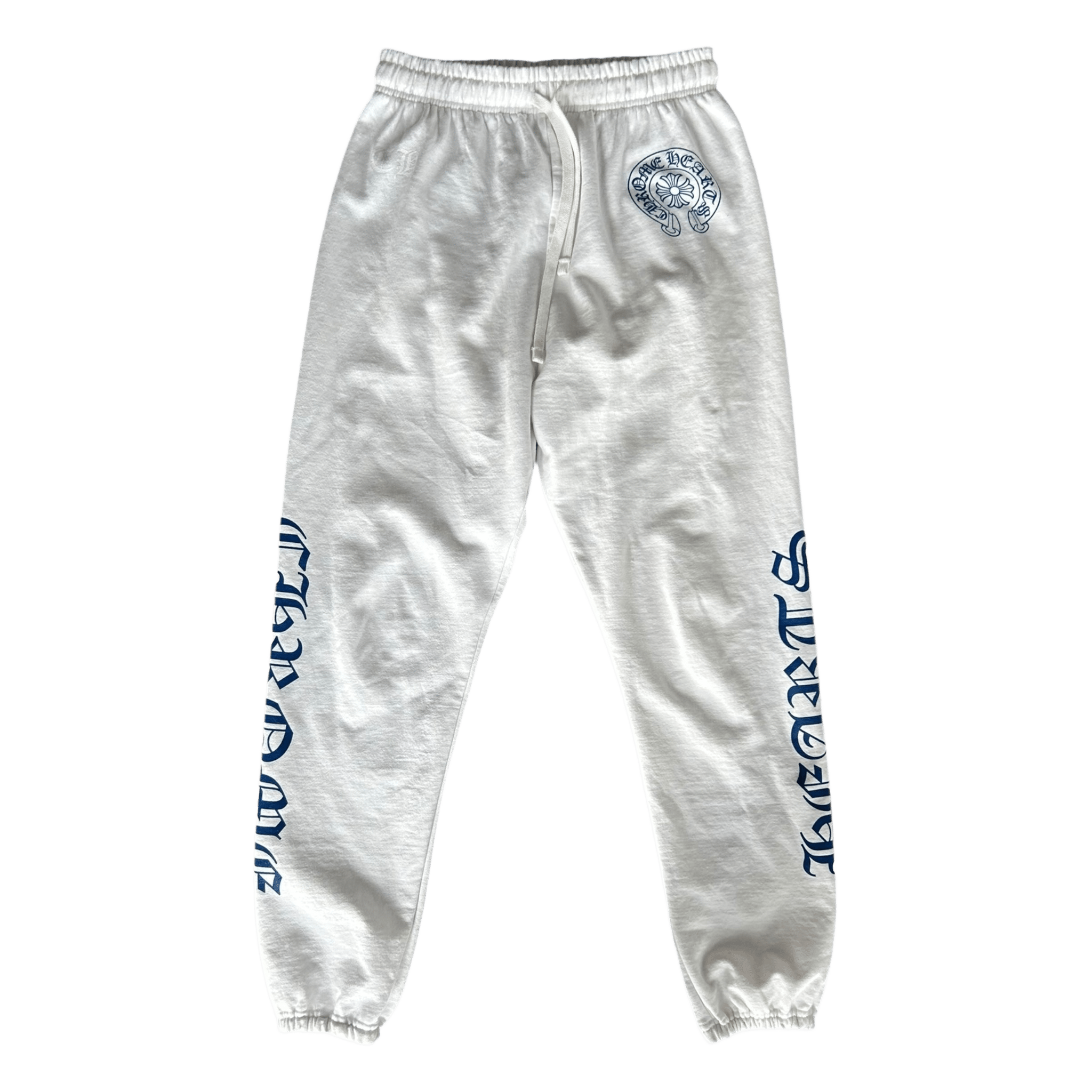 Chrome Hearts White & Blue Horseshoe Logo Sweatpants - Morely TrendsChrome Hearts Type here:)