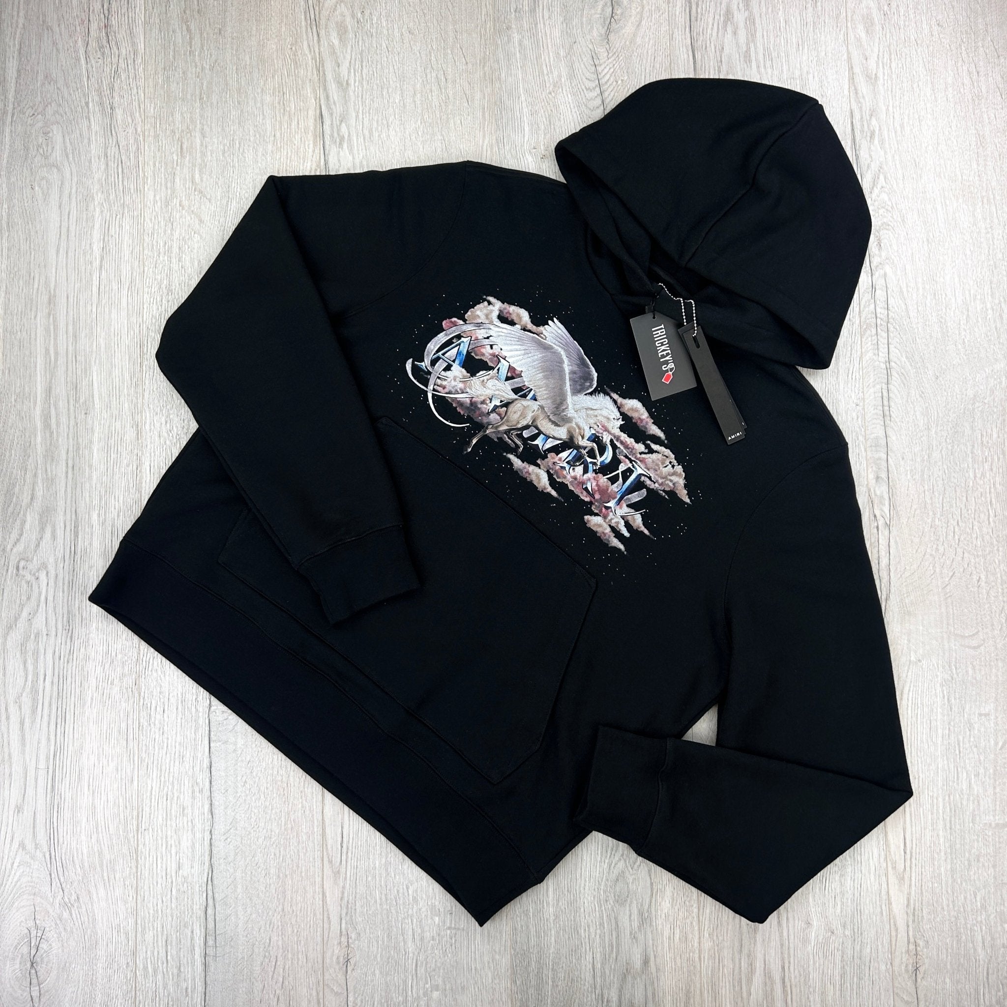 Amiri Men’s Pegasus Script Logo Black Pullover Hoodie - Morely TrendsAmiri Type here:)