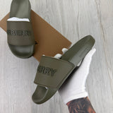 Burberry Logo Men’s Khaki Green Sliders