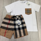 Burberry Men’s White T-shirt & Shorts Set