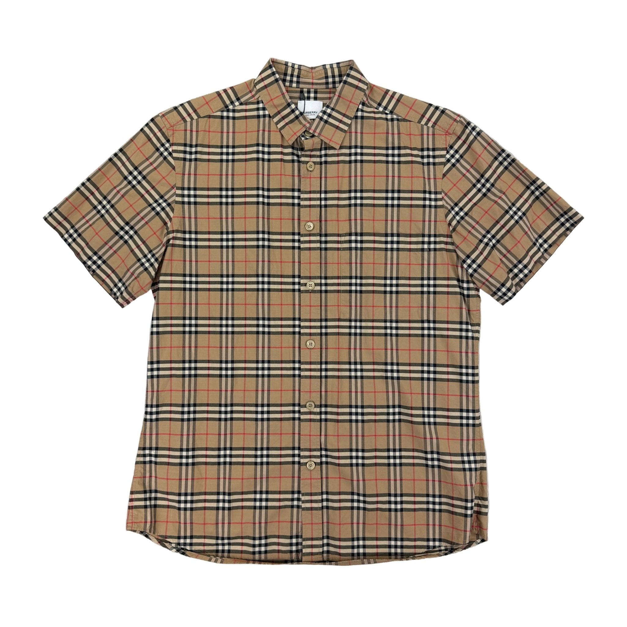 Burberry Men’s Button Up Short-sleeve Shirt - Large - Morely TrendsBurberry Type here:)