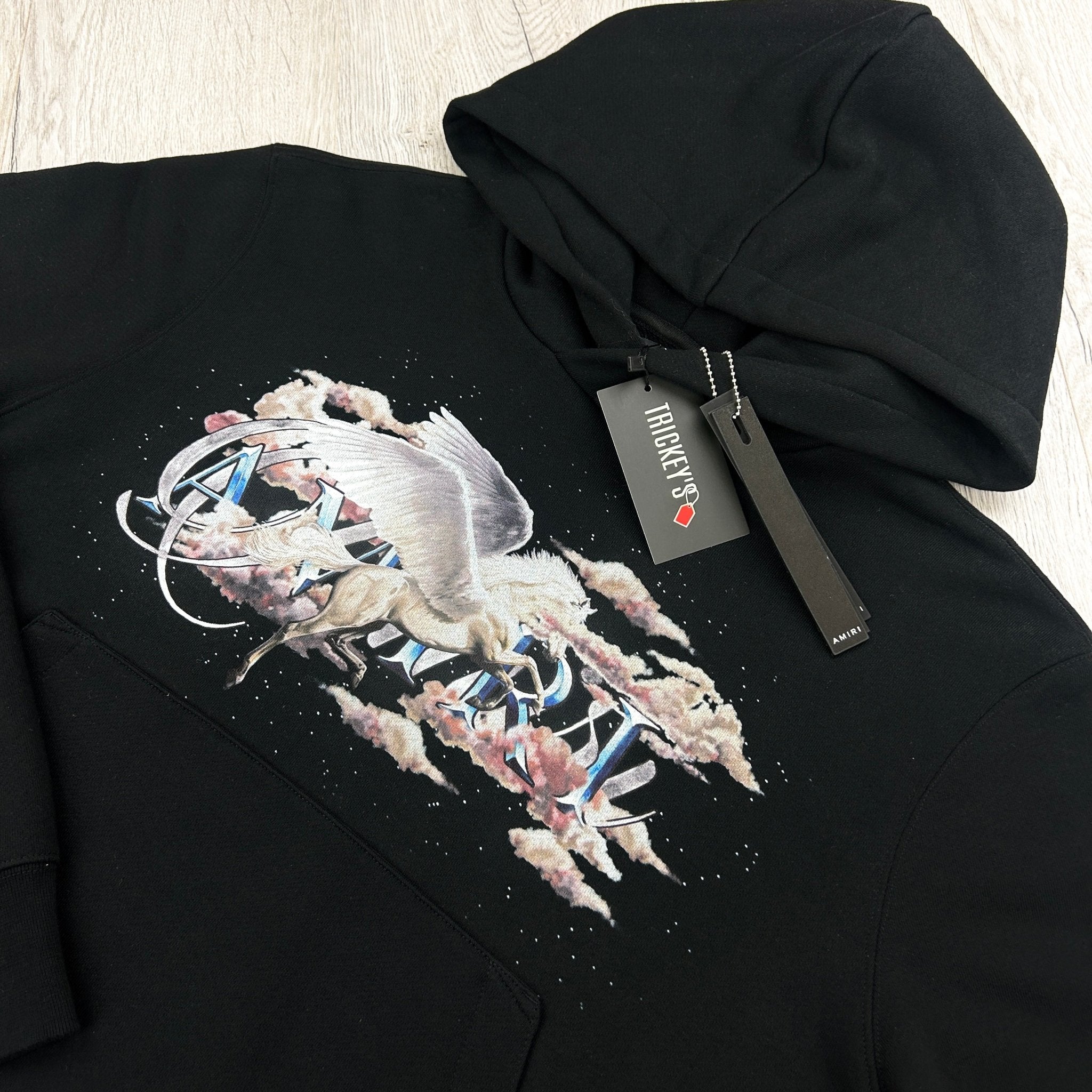 Amiri Men’s Pegasus Script Logo Black Pullover Hoodie - Morely TrendsAmiri Type here:)