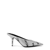 Balenciaga Square Knife Crystal-Embellished Leather-Heeled Mules