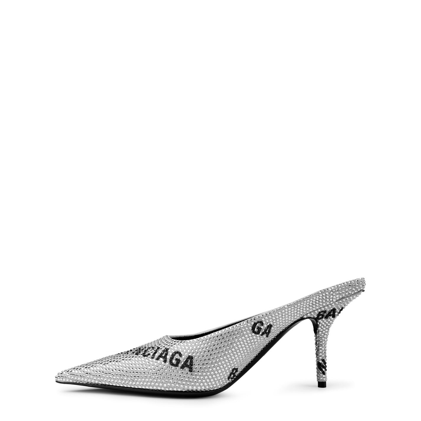 Balenciaga Square Knife Crystal-Embellished Leather-Heeled Mules