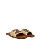 Miu Miu Logo Raffia Slides