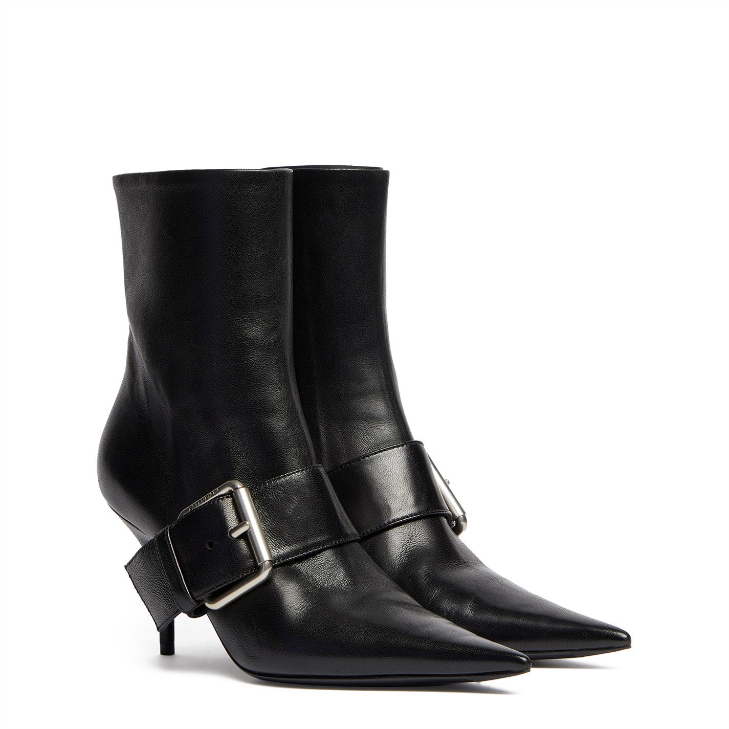 Balenciaga Knife Buckled Leather Ankle Boots