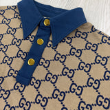 Gucci Men’s Beige & Navy GG Interlocking Polo - Slim