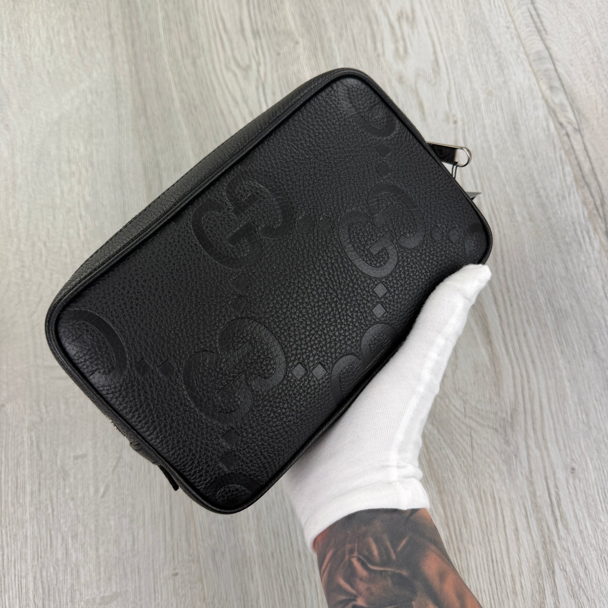 Gucci Jumbo GG Black Leather Toiletry / Travel Bag & Jumbo Wallet - Morely TrendsGucci Type here:)