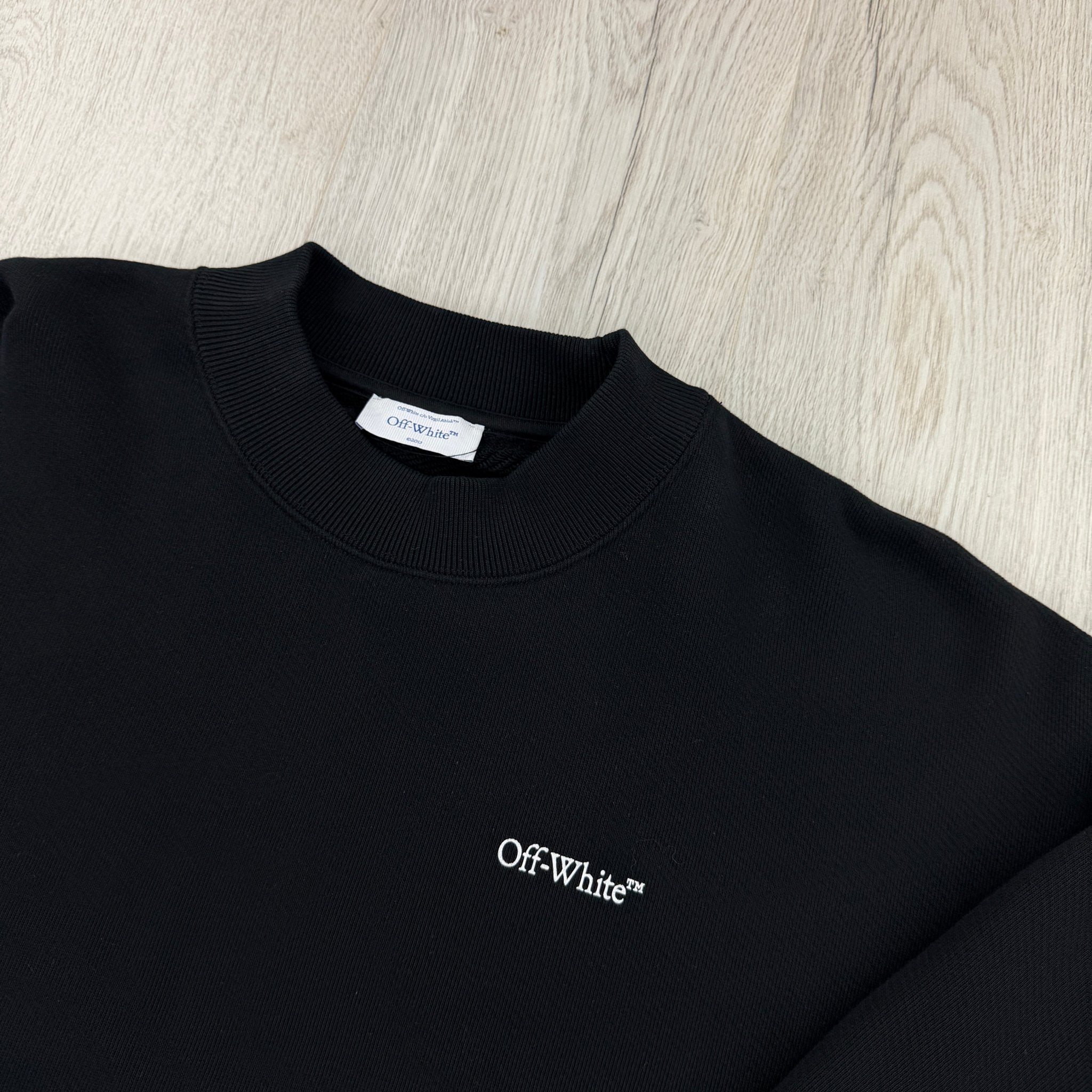 Off White Men’s Black Crewneck Jumper Oversized - Large - Morely TrendsOff white Type here:)