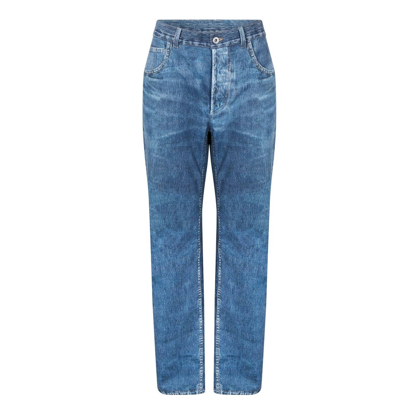 Bottega Veneta Denim Print Leather Trousers