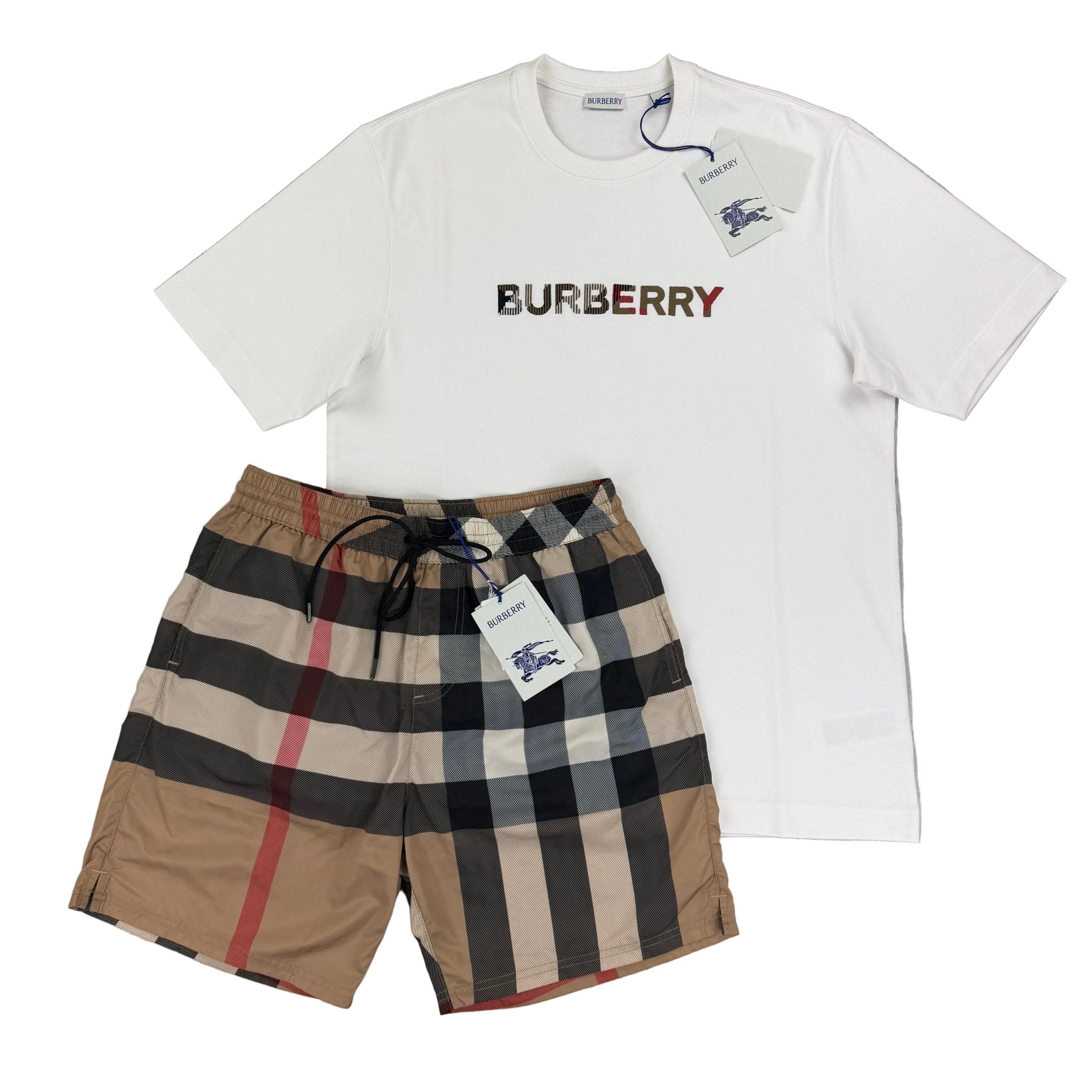 Burberry Men’s White T-shirt & Shorts Set - Morely TrendsBurberry Type here:)