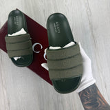 Gucci Men’s Olive Green GG Monogram Canvas Sliders