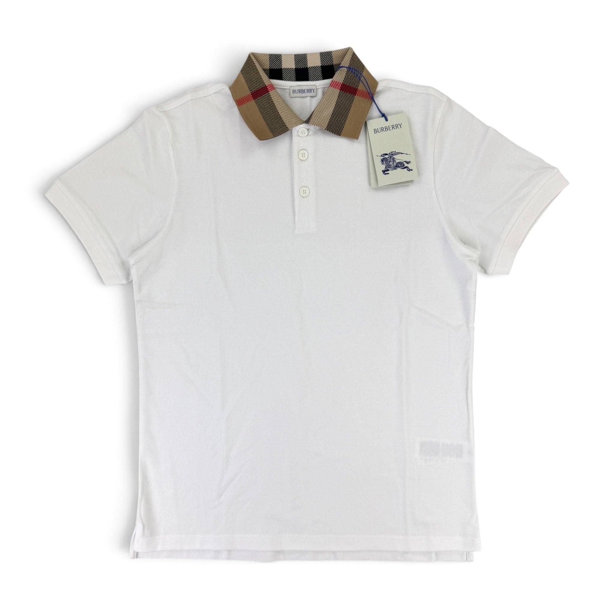 Burberry Men’s White Slim-Fit Checked Cotton-Piqué Polo Shirt - Morely TrendsBurberry Type here:)