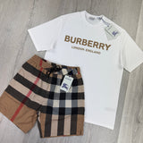 Burberry Men’s White T-shirt & Shorts Set