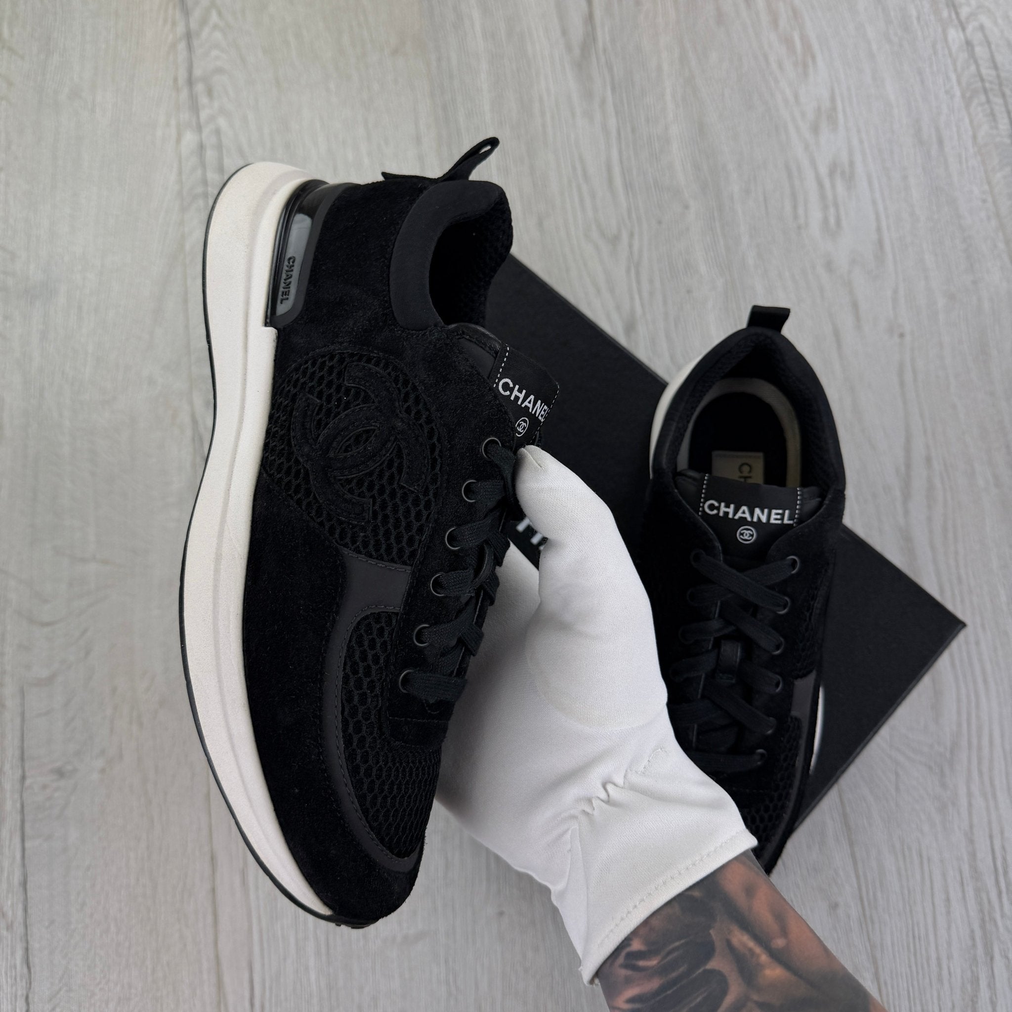 Chanel Men’s Black Low Suede Runners - Uk 7 - Morely TrendsChanel Type here:)