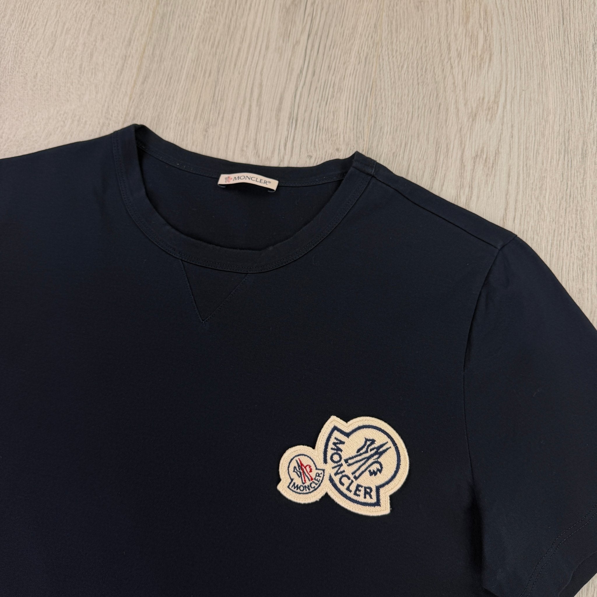 Moncler Men’s Double Logo Navy T-shirt - Morely TrendsMoncler Type here:)