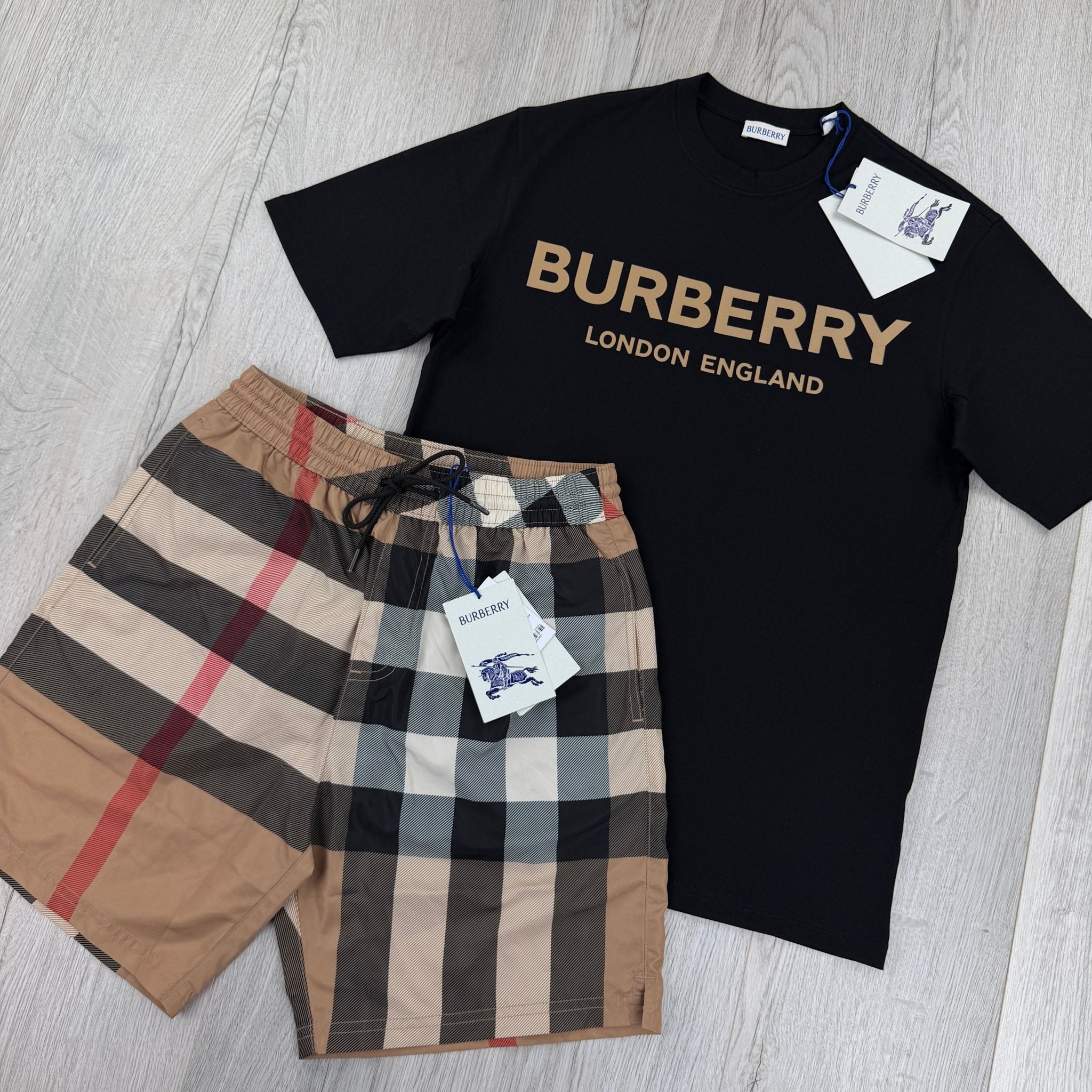 Burberry Men’s Black T-shirt & Shorts Set - Morely TrendsBurberry Type here:)