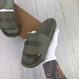Burberry Logo Men’s Khaki Green Sliders