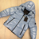 Moncler Men’s Yonne Baby Blue Black Badge Zip-up Down Jacket