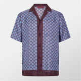 Gucci Men's Gg Monogram Logo Silk Bowling Shirt