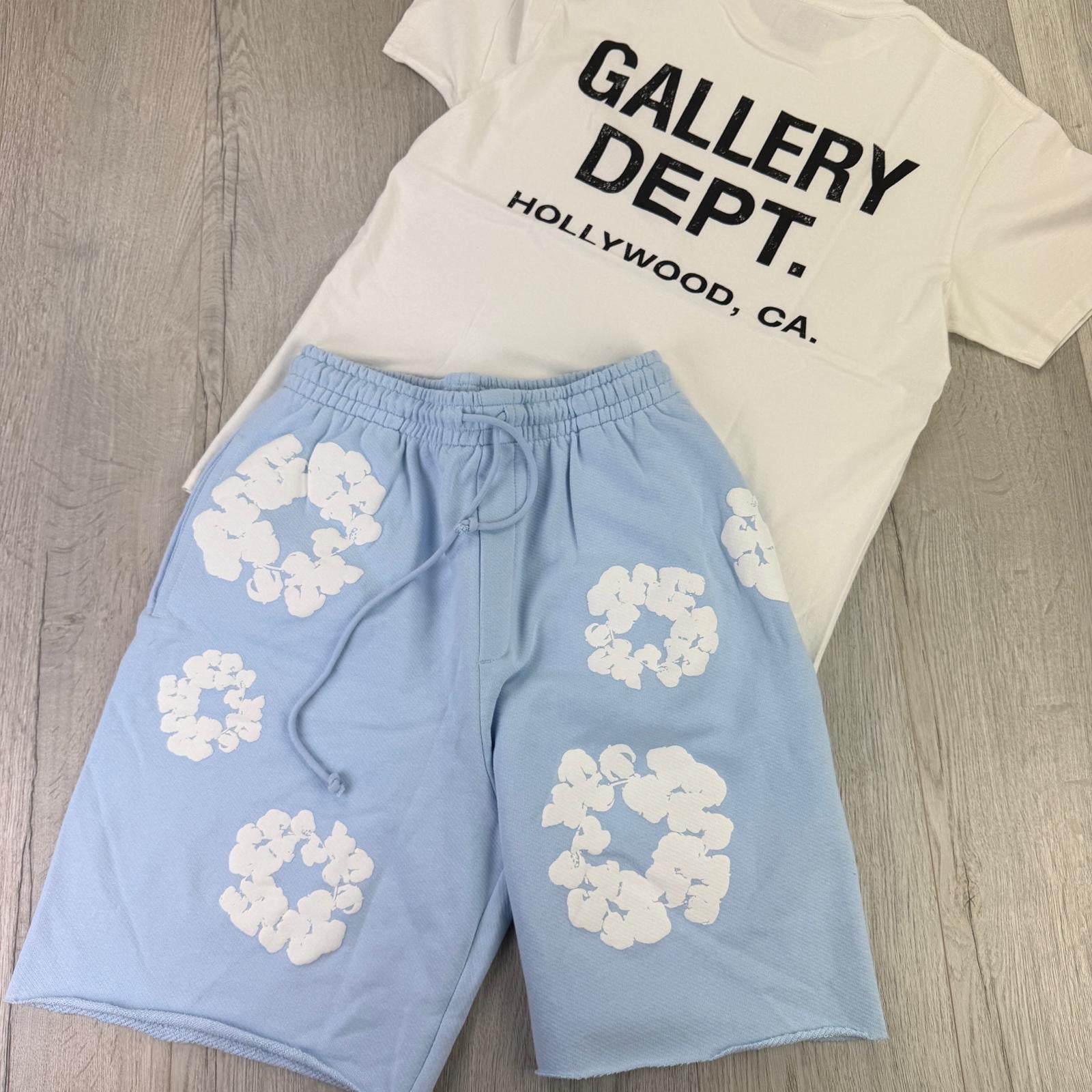 Gallery Dept Men’s White T-shirt & Denim Tears Shorts Set - Morely TrendsGallery Dept Type here:)