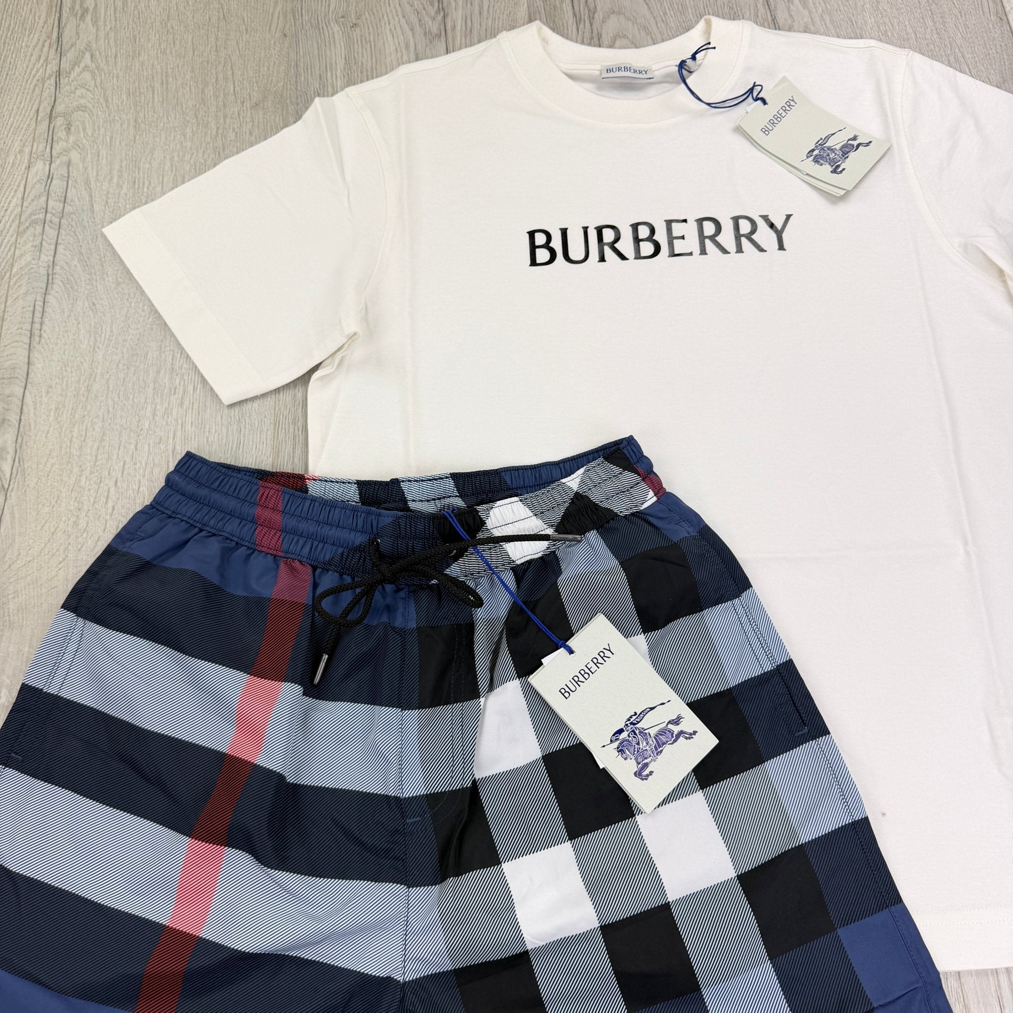 Burberry Men’s White T-shirt & Shorts Set - Morely TrendsBurberry Type here:)