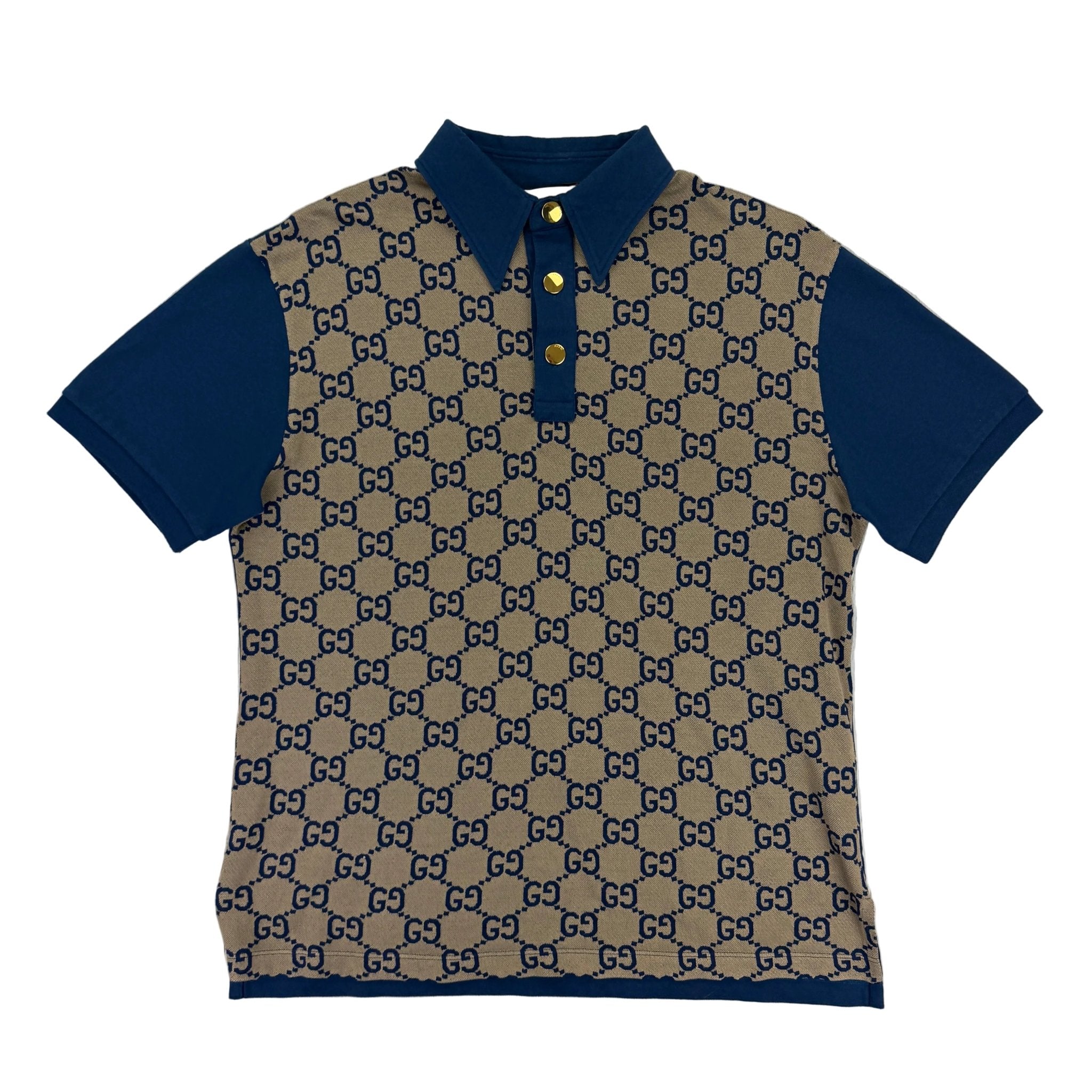 Gucci Men’s Beige & Navy GG Interlocking Polo - Slim - Morely TrendsGucci Type here:)