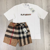 Burberry Men’s White T-shirt & Shorts Set
