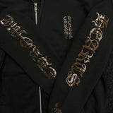 Chrome Hearts Exclusive Brown Vertical Logo Zip Up Hoodie Black