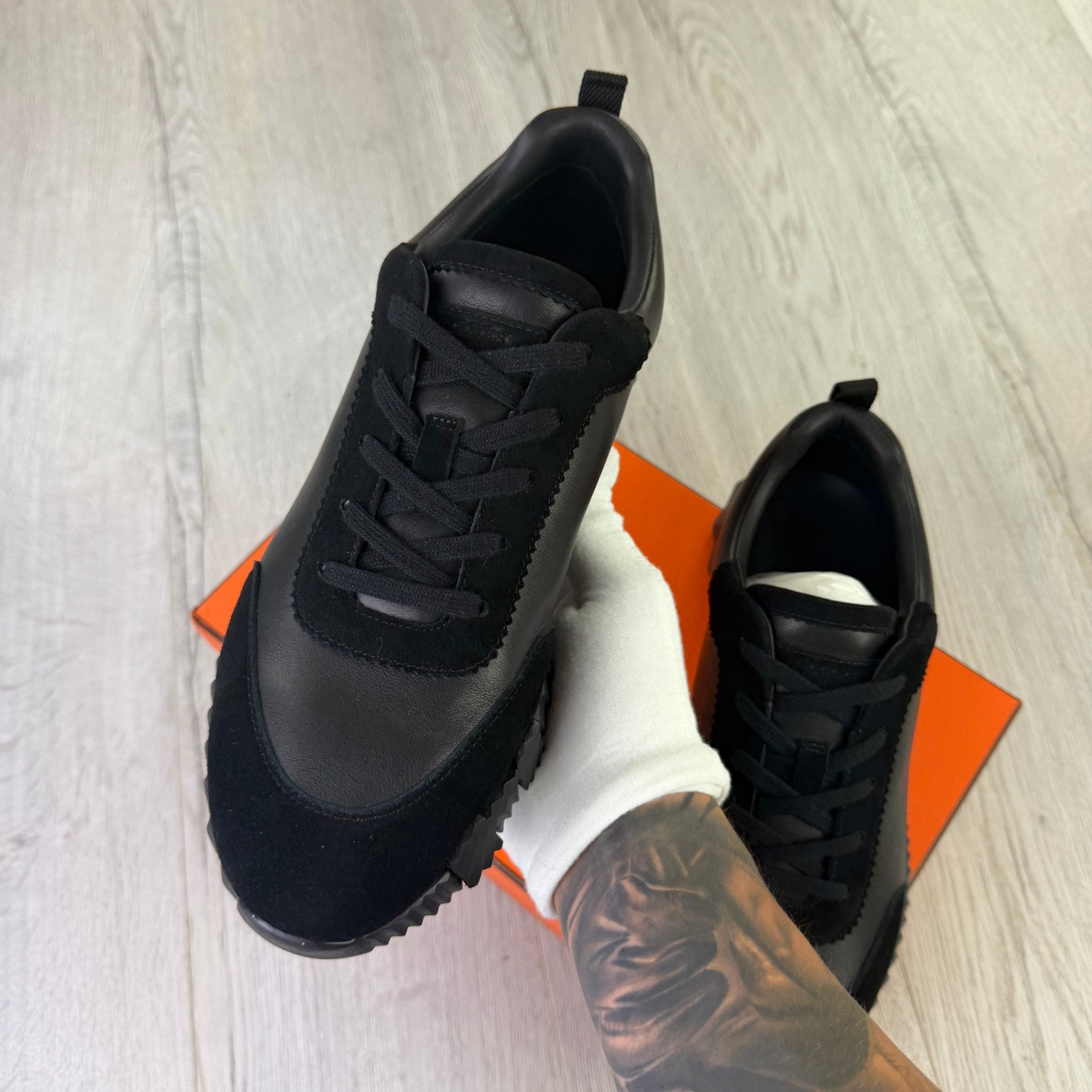 Hermes Men’s All Black Suede Bouncing Sneakers - Uk 11 - Morely TrendsHermes Type here:)