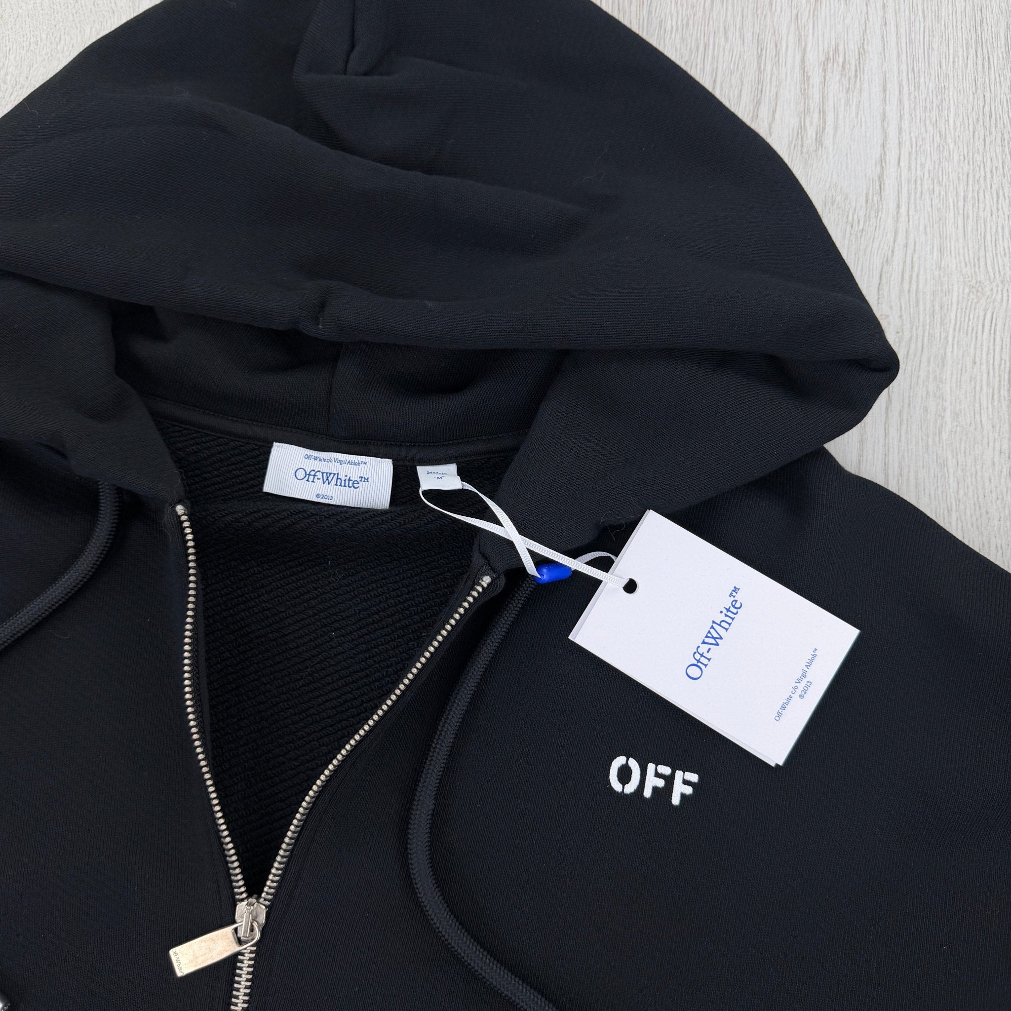 Off White Men’s Zip-up Black Hoodie - Medium - Morely TrendsOff white Type here:)