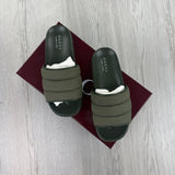 Gucci Men’s Olive Green GG Monogram Canvas Sliders