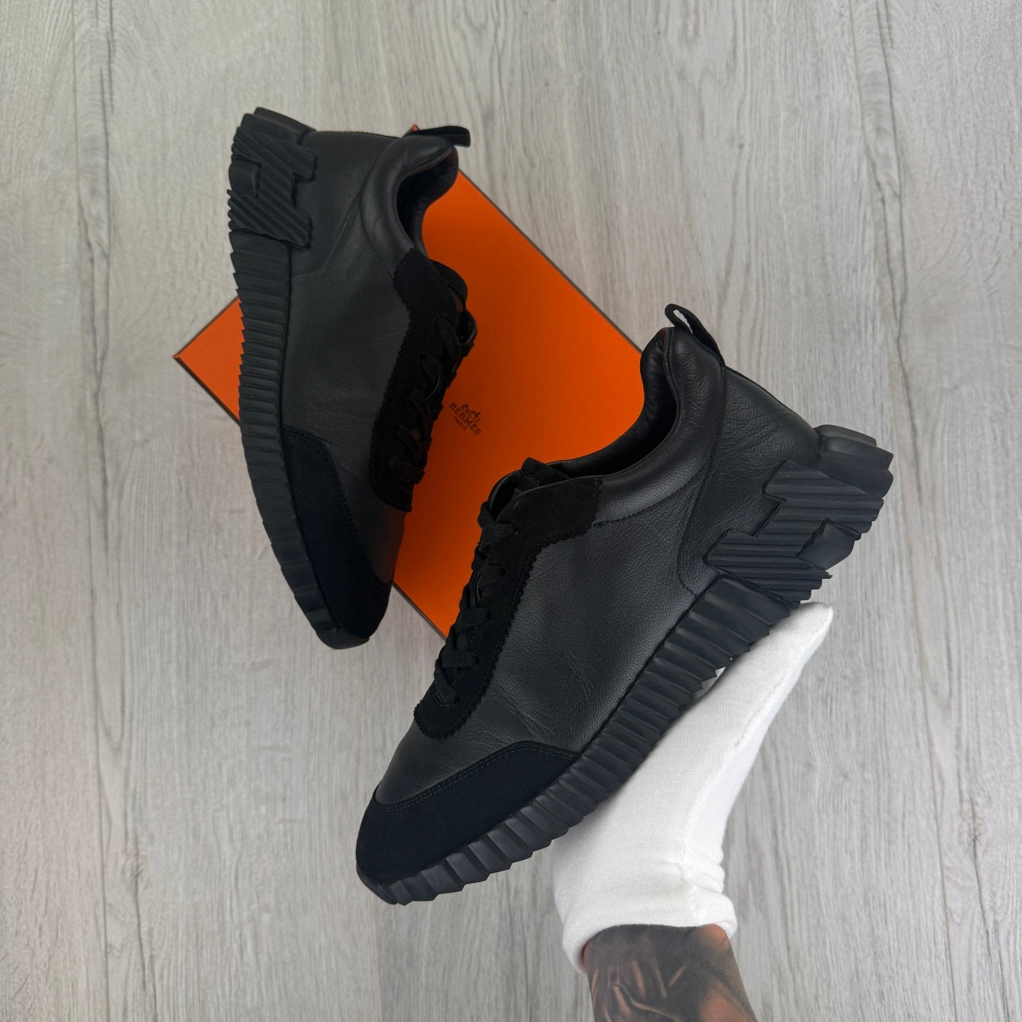 Hermes Men’s All Black Suede Bouncing Sneakers - 42.5 Fit (Uk 8.5) - Morely TrendsHermes Type here:)