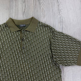 Dior Oblique Men’s Khaki / Olive Button-up Short Sleeve Polo shirt - Small (Fits Medium)