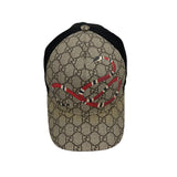 Gucci Men’s Beige GG Interlocking Snake Print Baseball Cap