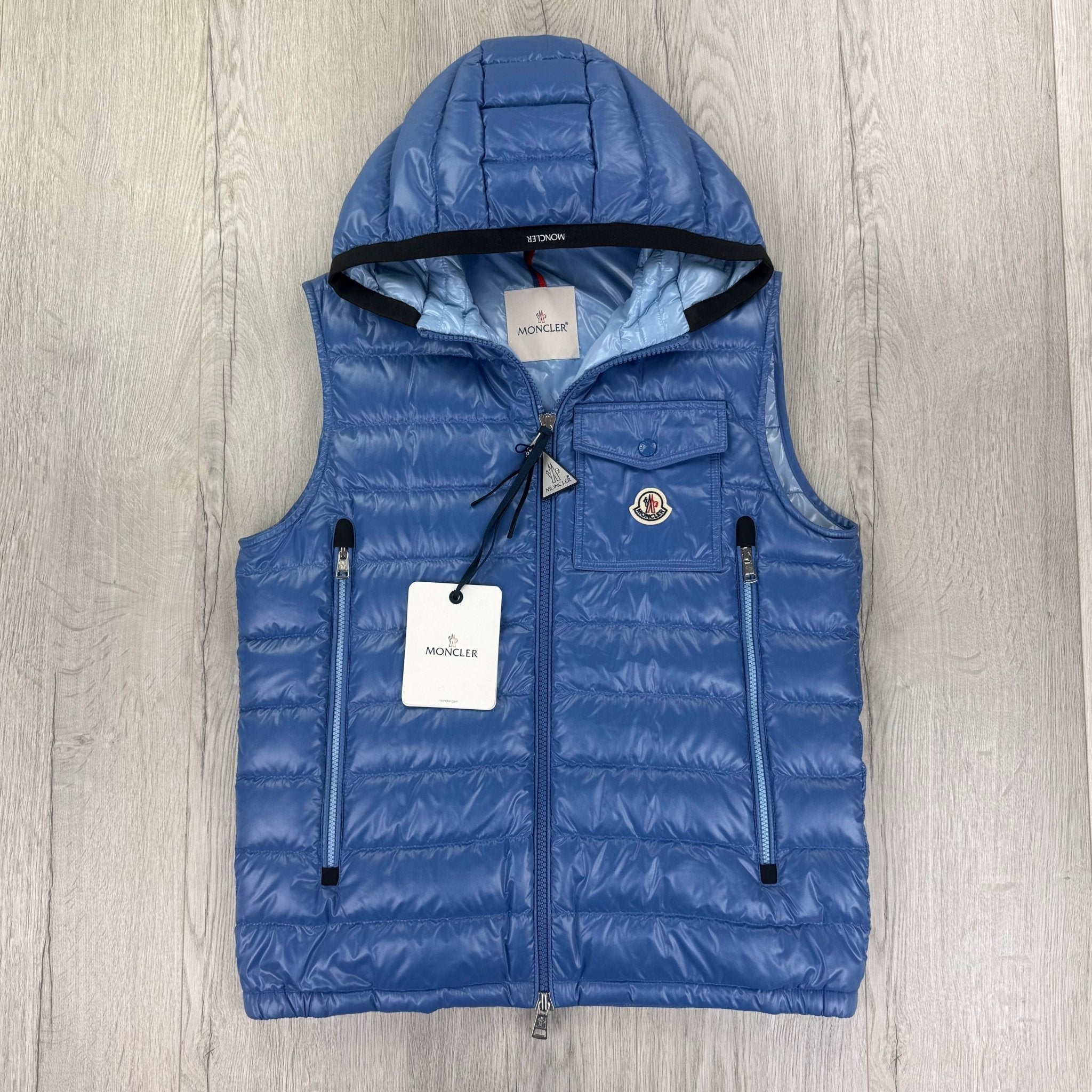 Moncler Morellet Men’s Ragot Baby Blue Hooded Gilet - Size 3 - Morely TrendsMoncler Type here:)