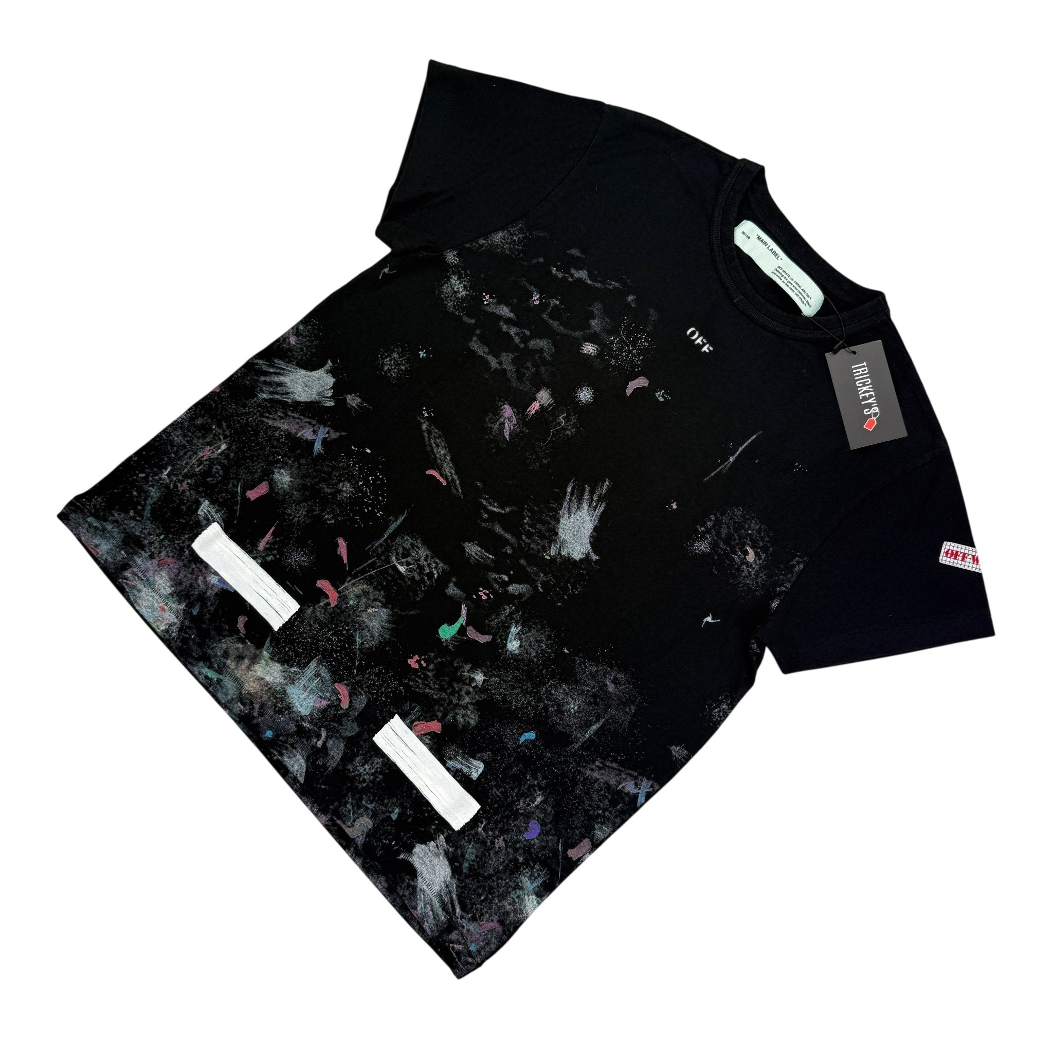 Off White Black Distressed Paint Splatter T-shirt - Morely TrendsOff white Type here:)