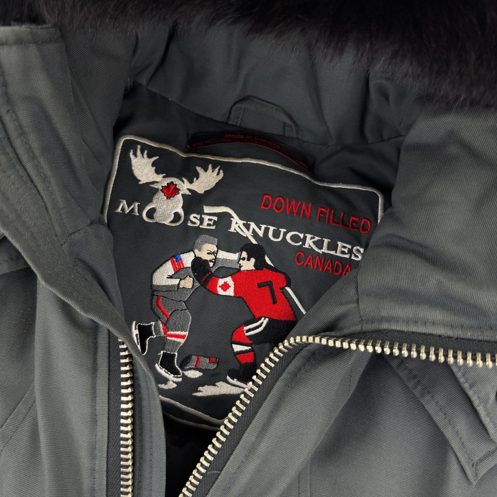 Moose Knuckles Men’s Graphite Zip-up Ballistic Bomber Parker Jacket - XS - Morely TrendsMoose Knuckle Type here:)