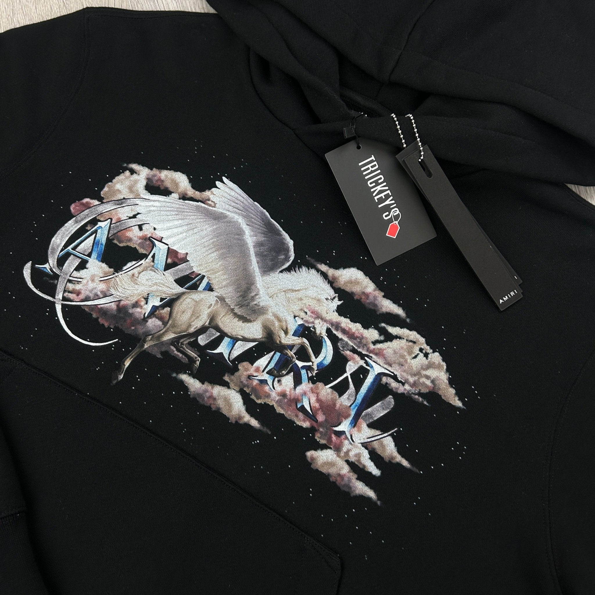 Amiri Men’s Pegasus Script Logo Black Pullover Hoodie - Morely TrendsAmiri Type here:)