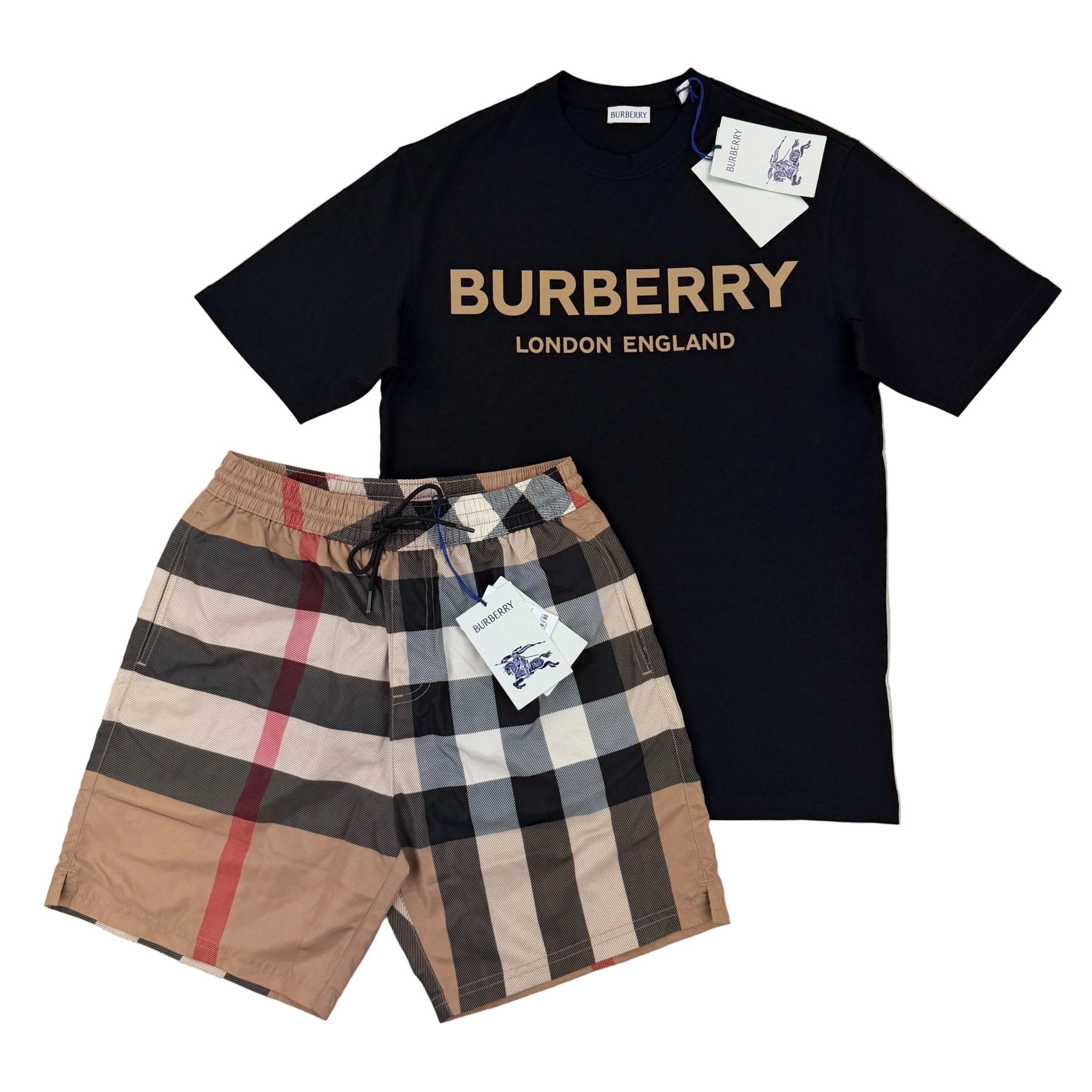 Burberry Men’s Black T-shirt & Shorts Set - Morely TrendsBurberry Type here:)