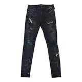 Amiri Men’s MX1 Aged Black Distressed Jeans - Uk 34