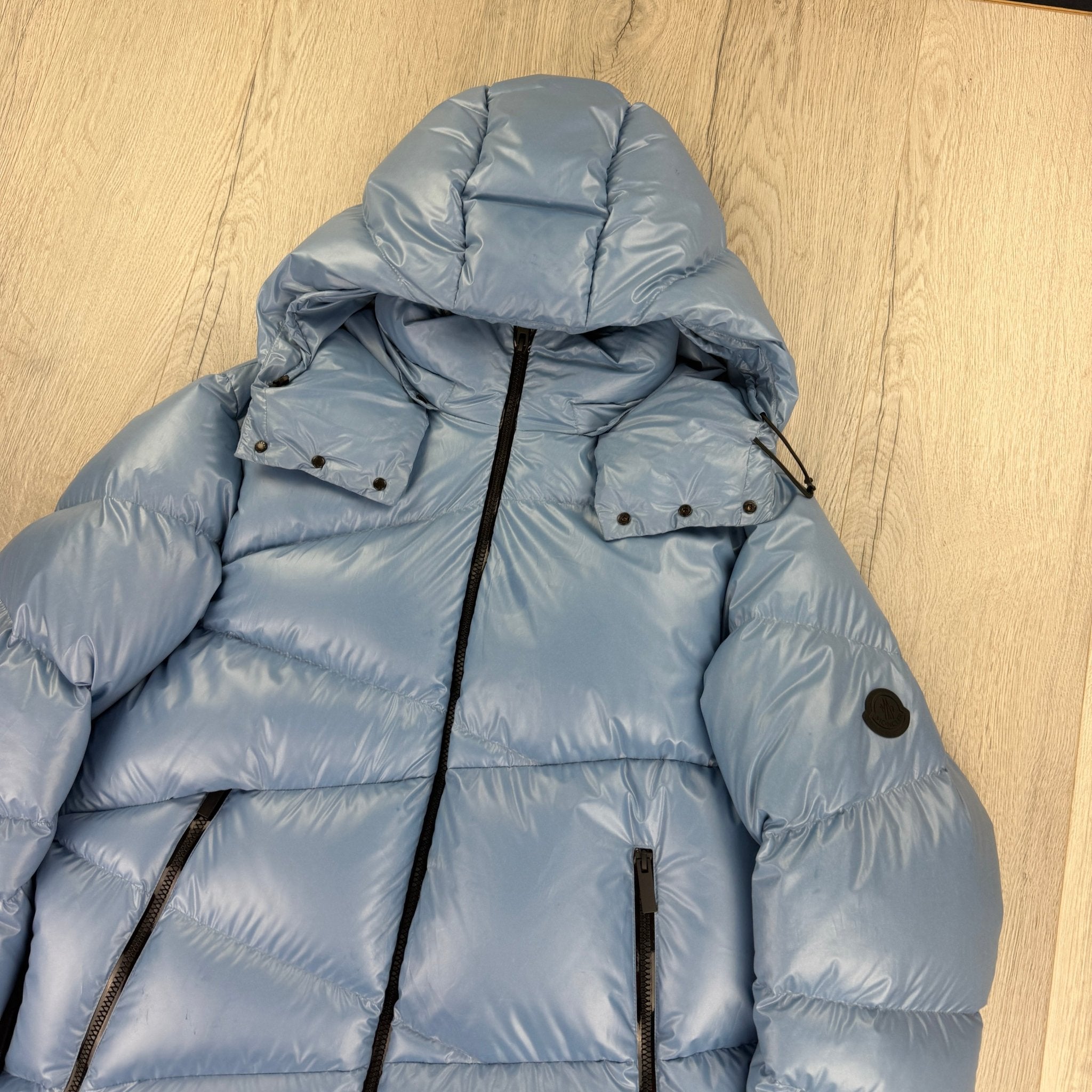 Moncler Men’s Yonne Baby Blue Black Badge Zip-up Down Jacket - Morely TrendsMoncler Type here:)