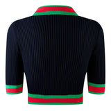 Gucci Ribbed Knit Cropped Polo Shirt