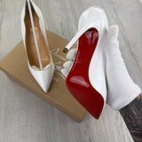 Christian Louboutin Women’s White Kate 120 Patent Leather Pumps