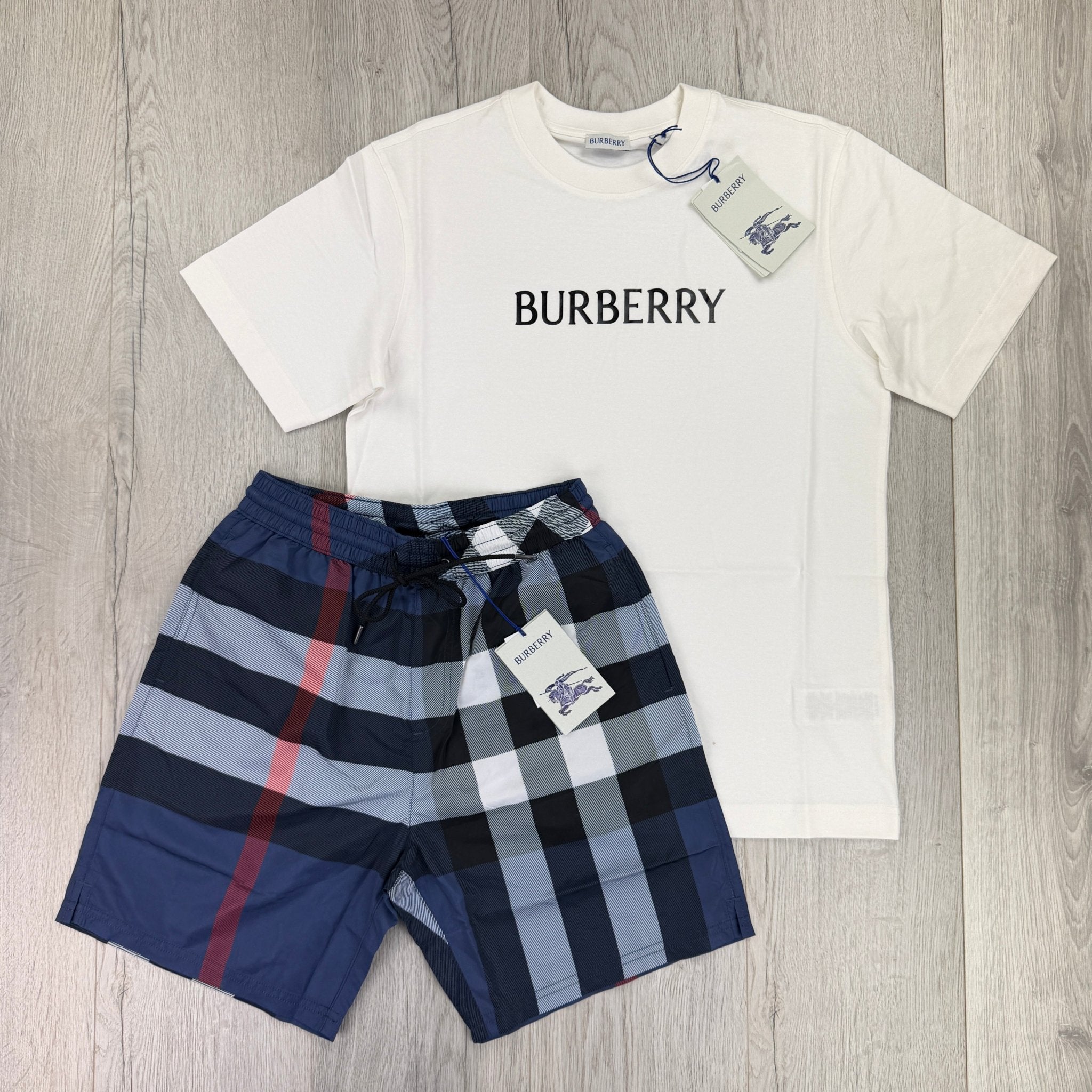 Burberry Men’s White T-shirt & Shorts Set - Morely TrendsBurberry Type here:)